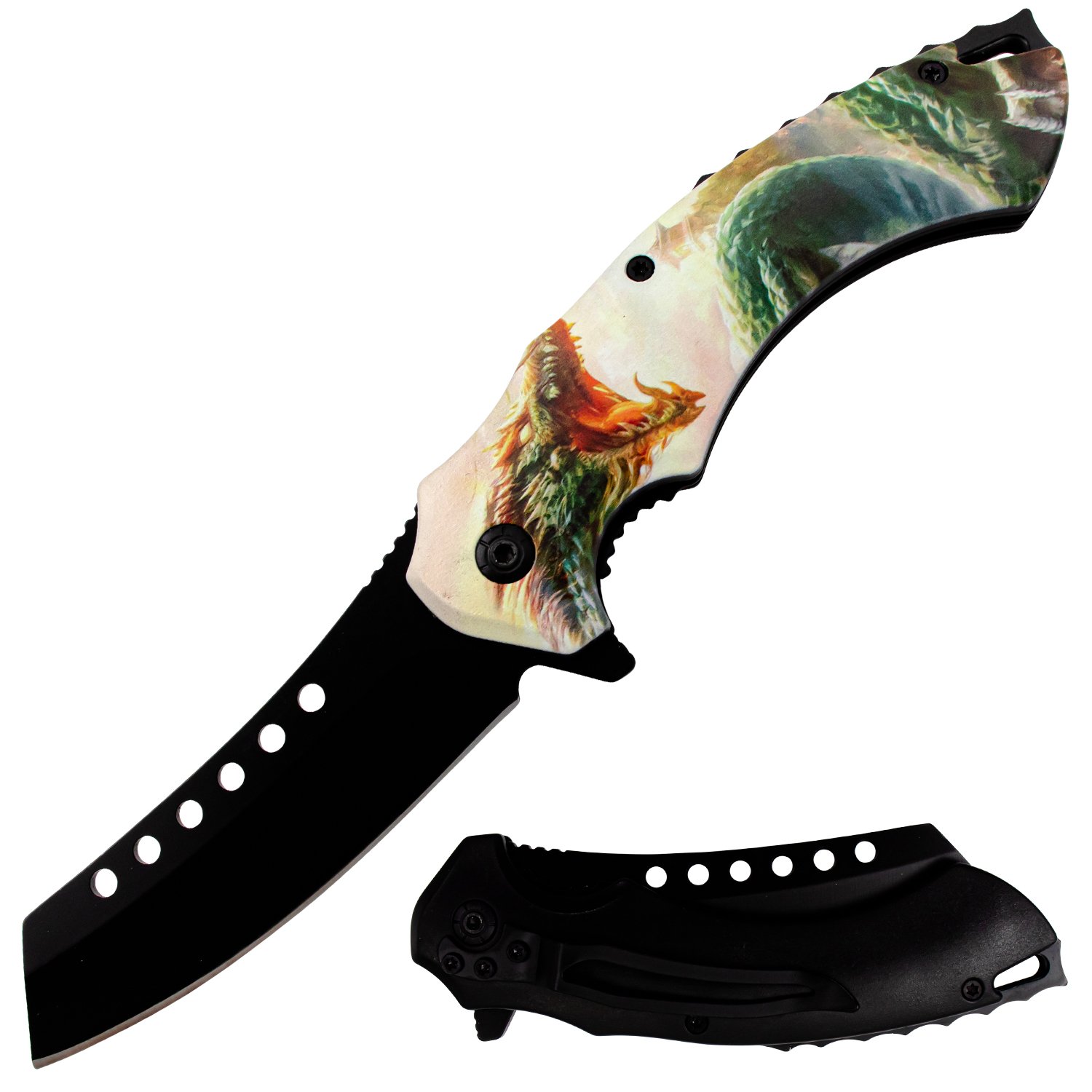 Tiger USA Spring Assisted Knife Dragon Combat Cleaver 2