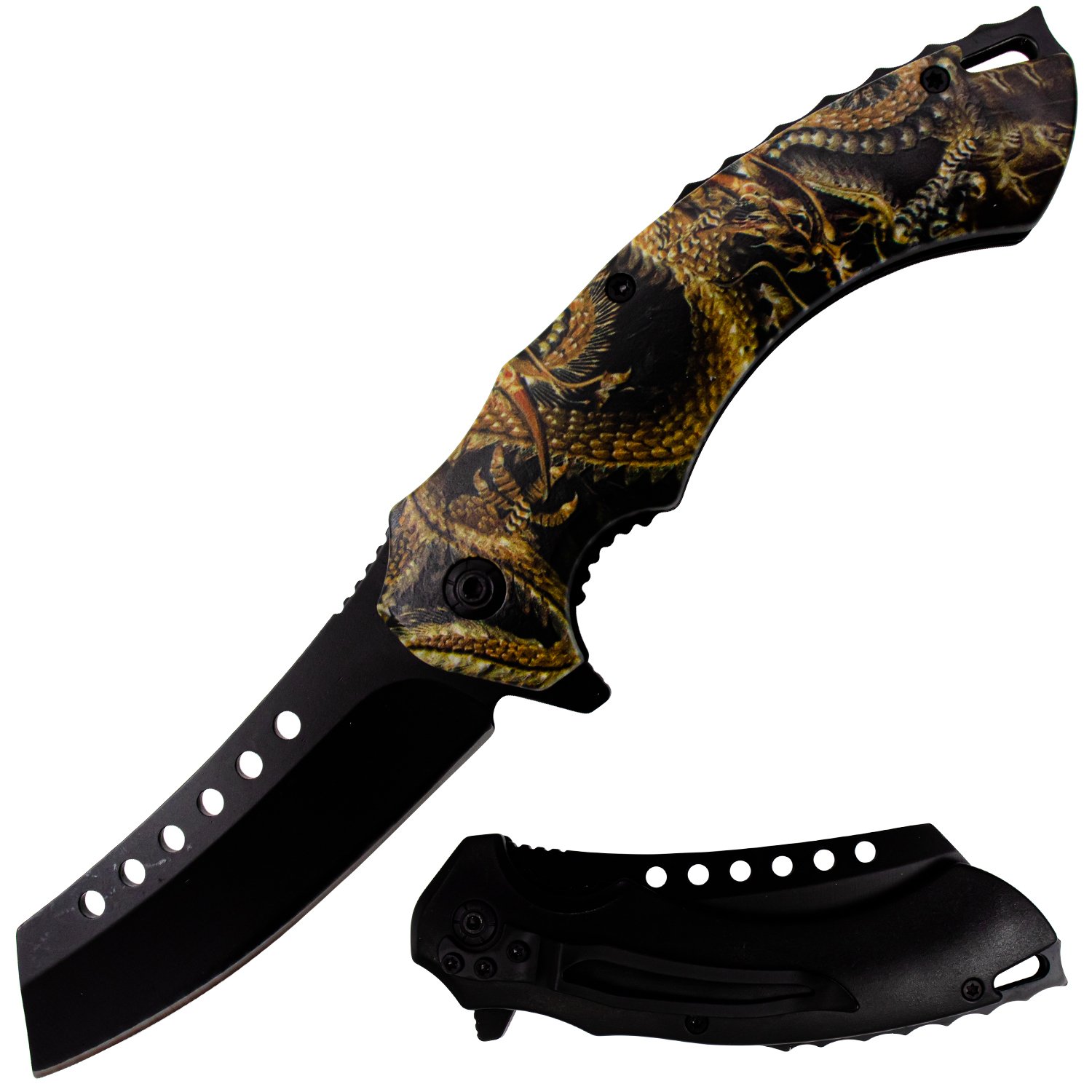 Tiger USA Spring Assisted Knife Dragon Combat Cleaver