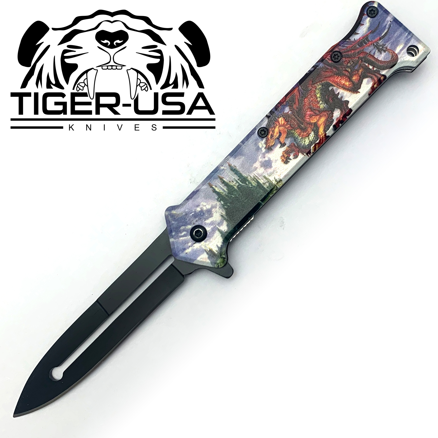 Tiger USA Spring Assisted Knife Dragon Joker