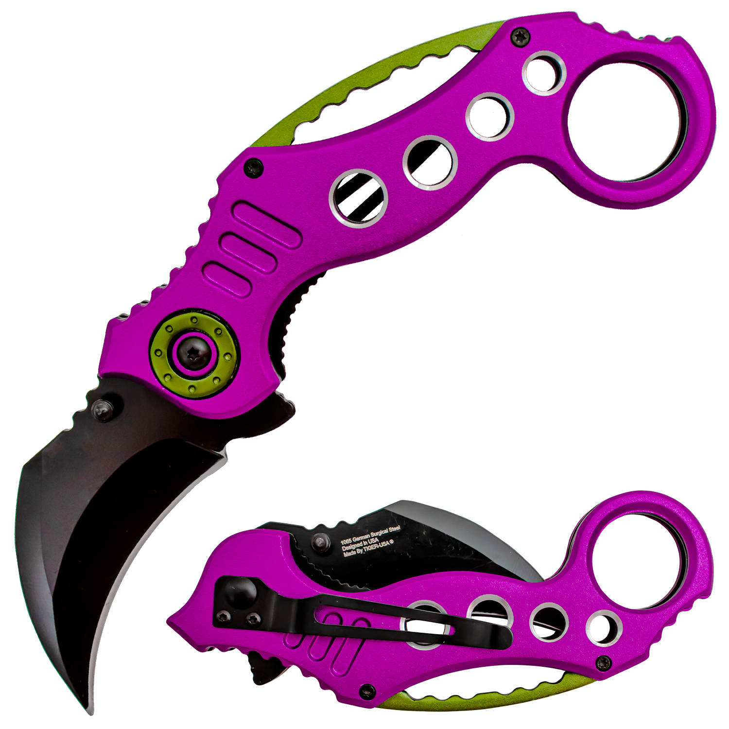 Tiger USA Spring Assisted Knife Hot Pink