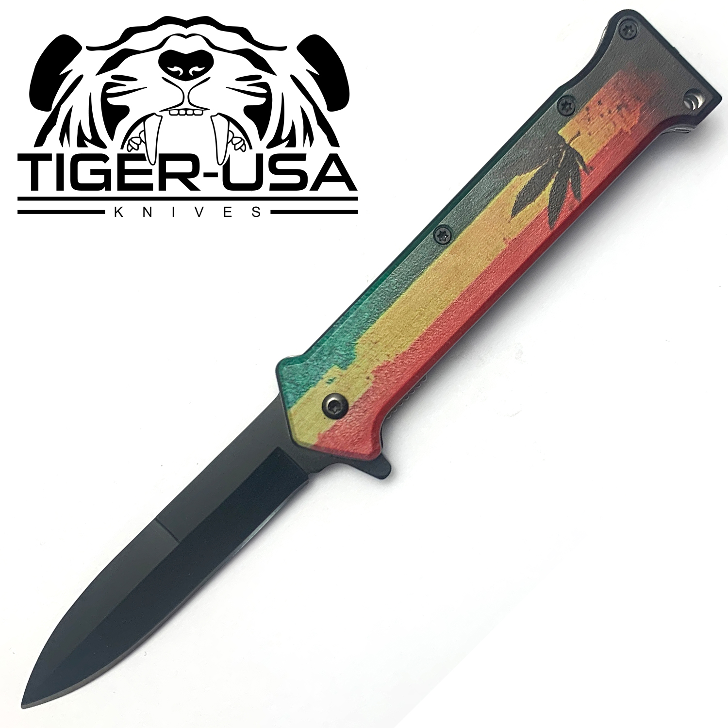 Tiger USA Spring Assisted Knife Joker Rasta