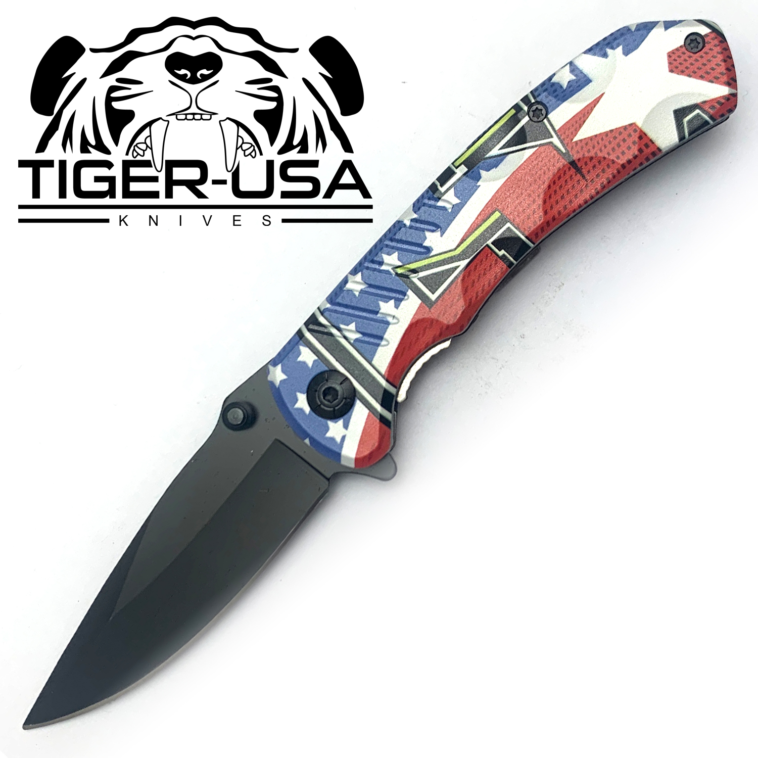 Tiger USA Spring Assisted Knife Star Design