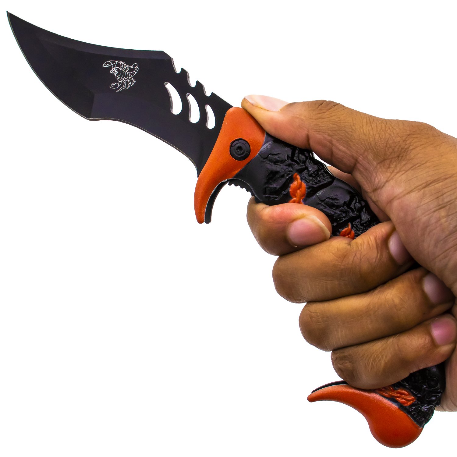 Tiger USA Spring Assisted Scorpion Singer Knife   Orange