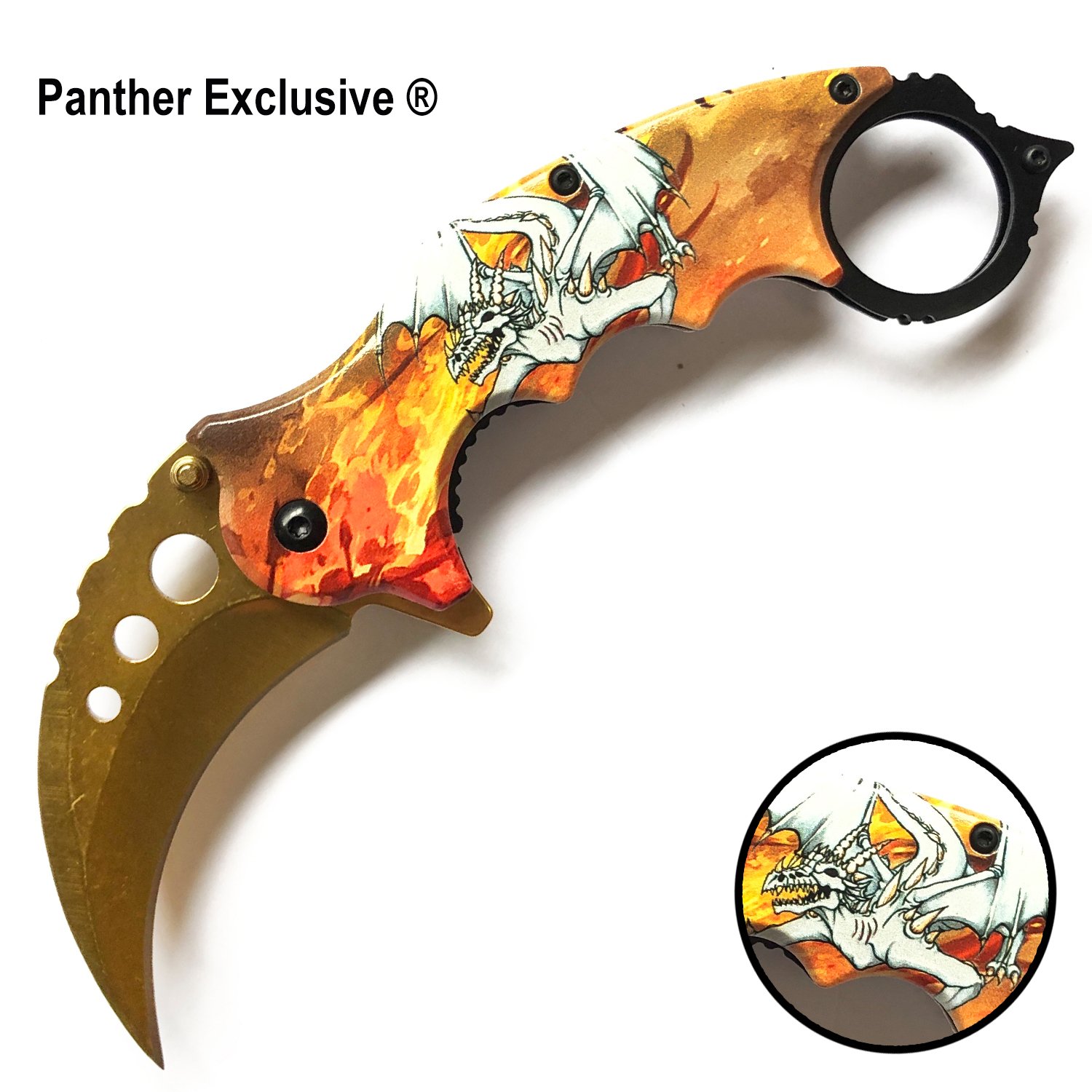 Tiger USA Trigger Action Folding Knife Dragon Beast