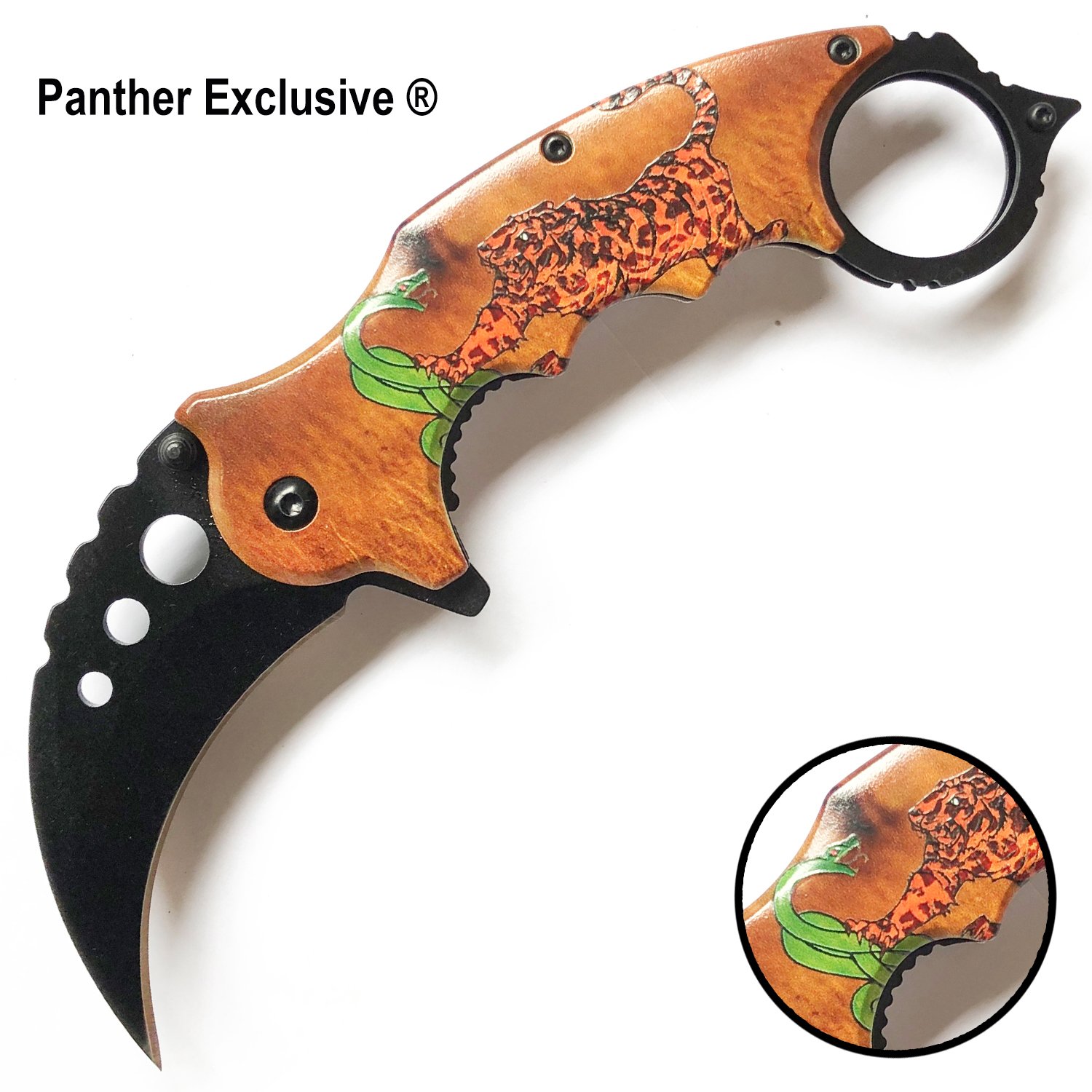 Tiger USA Trigger Action Folding Knife Snake Cat