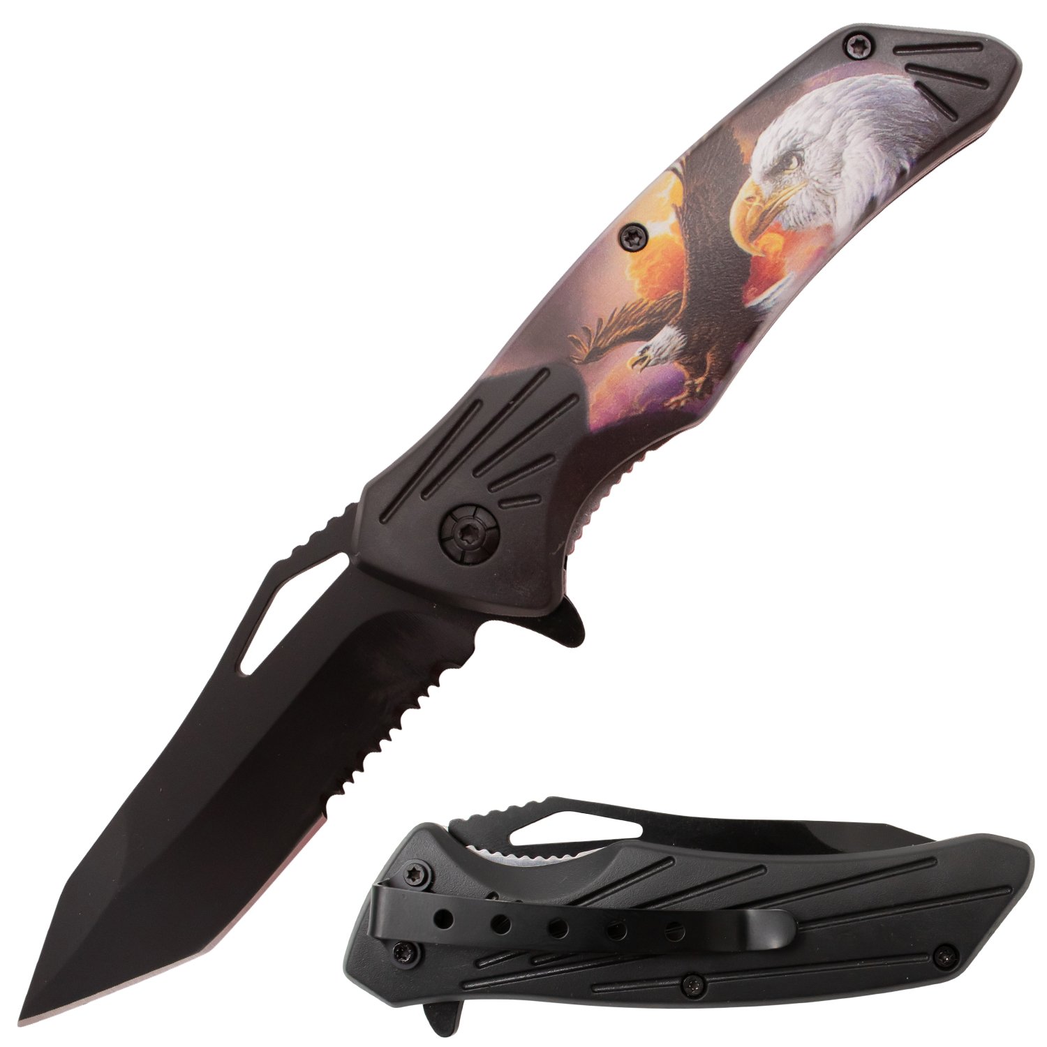 Tiger USA Trigger Action Knife Eagle Sunset