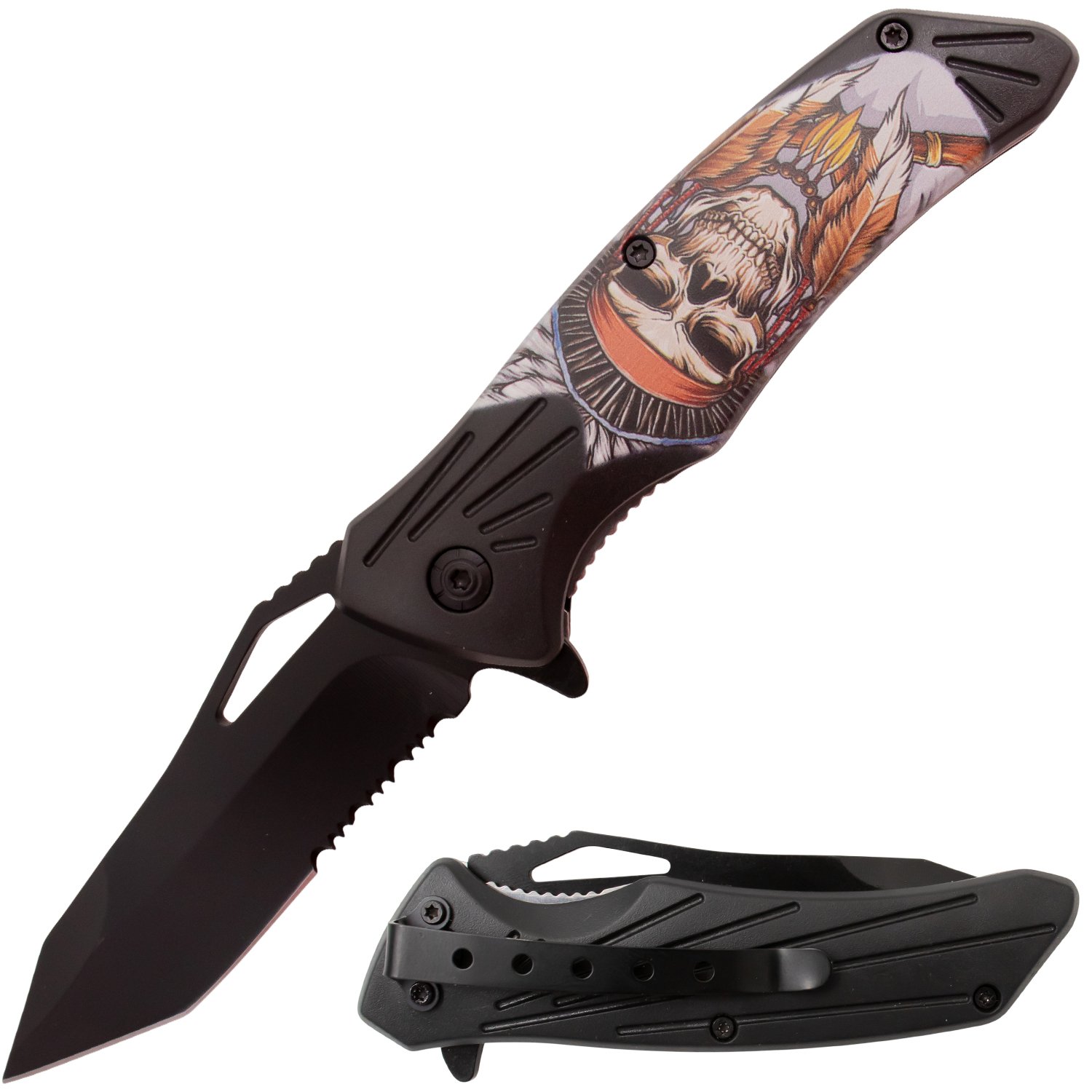 Tiger USA Trigger Action Knife Native Skull