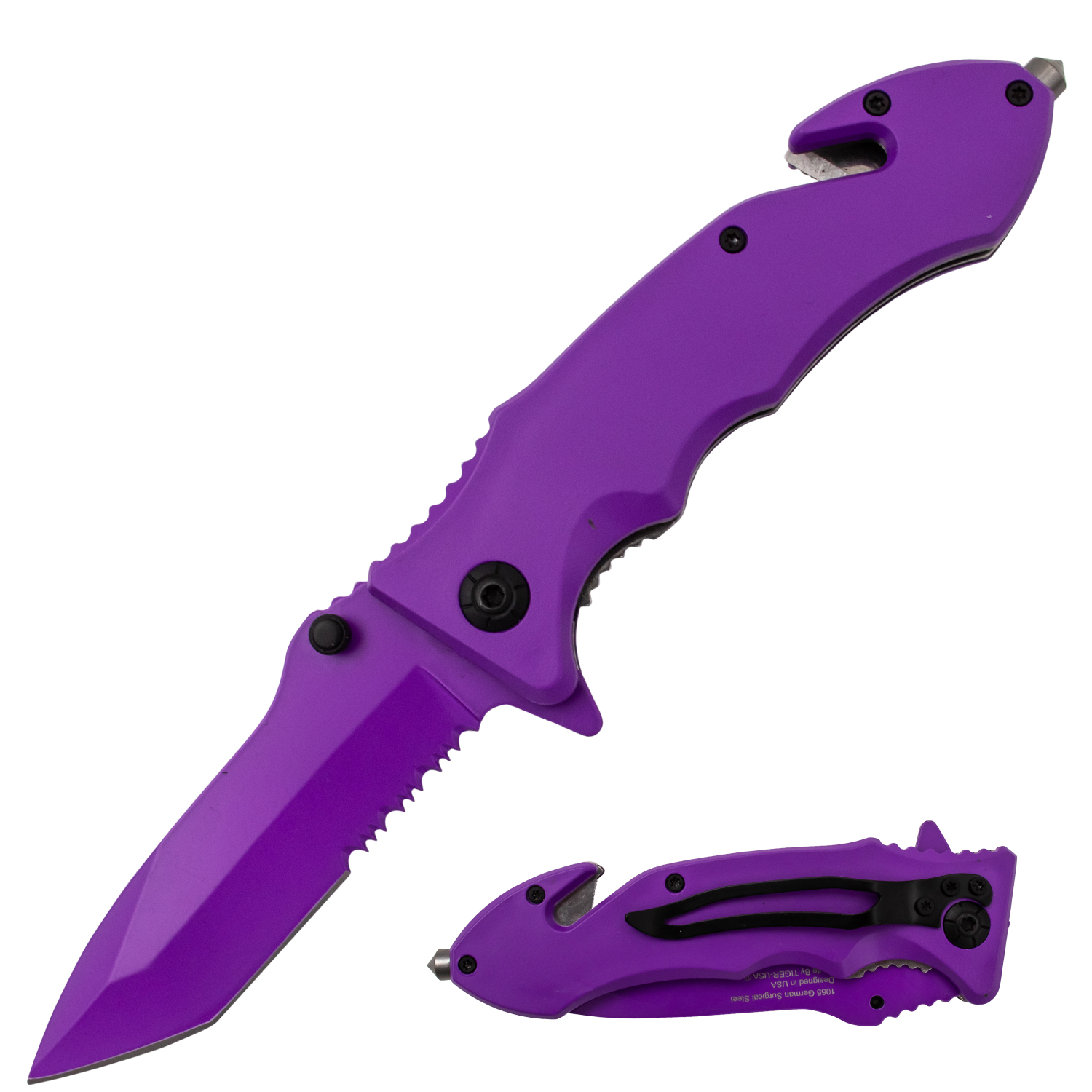 Tiger USA Trigger Action Knife Purple Tanto