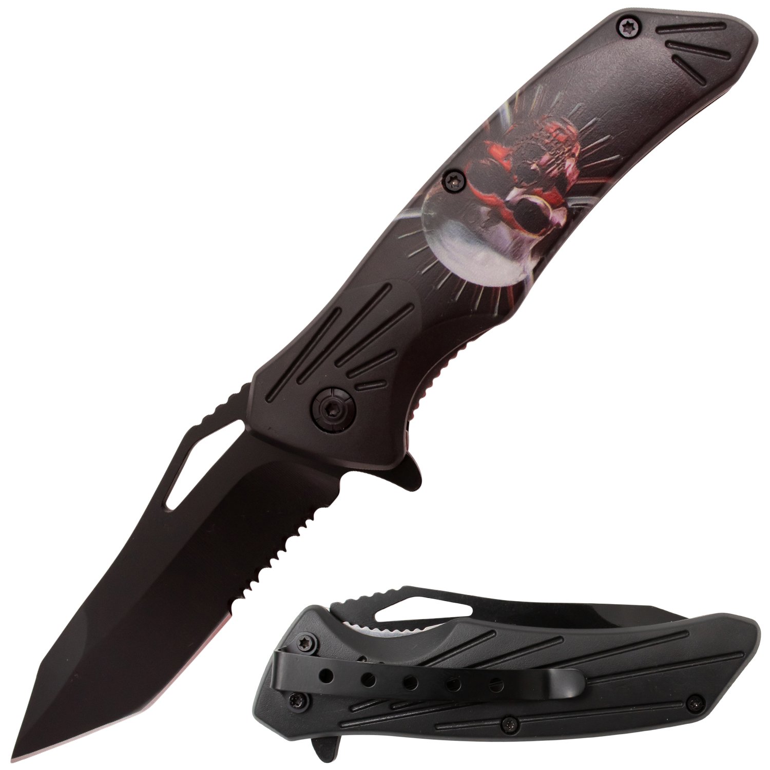 Tiger USA Trigger Action Knife Red Skull