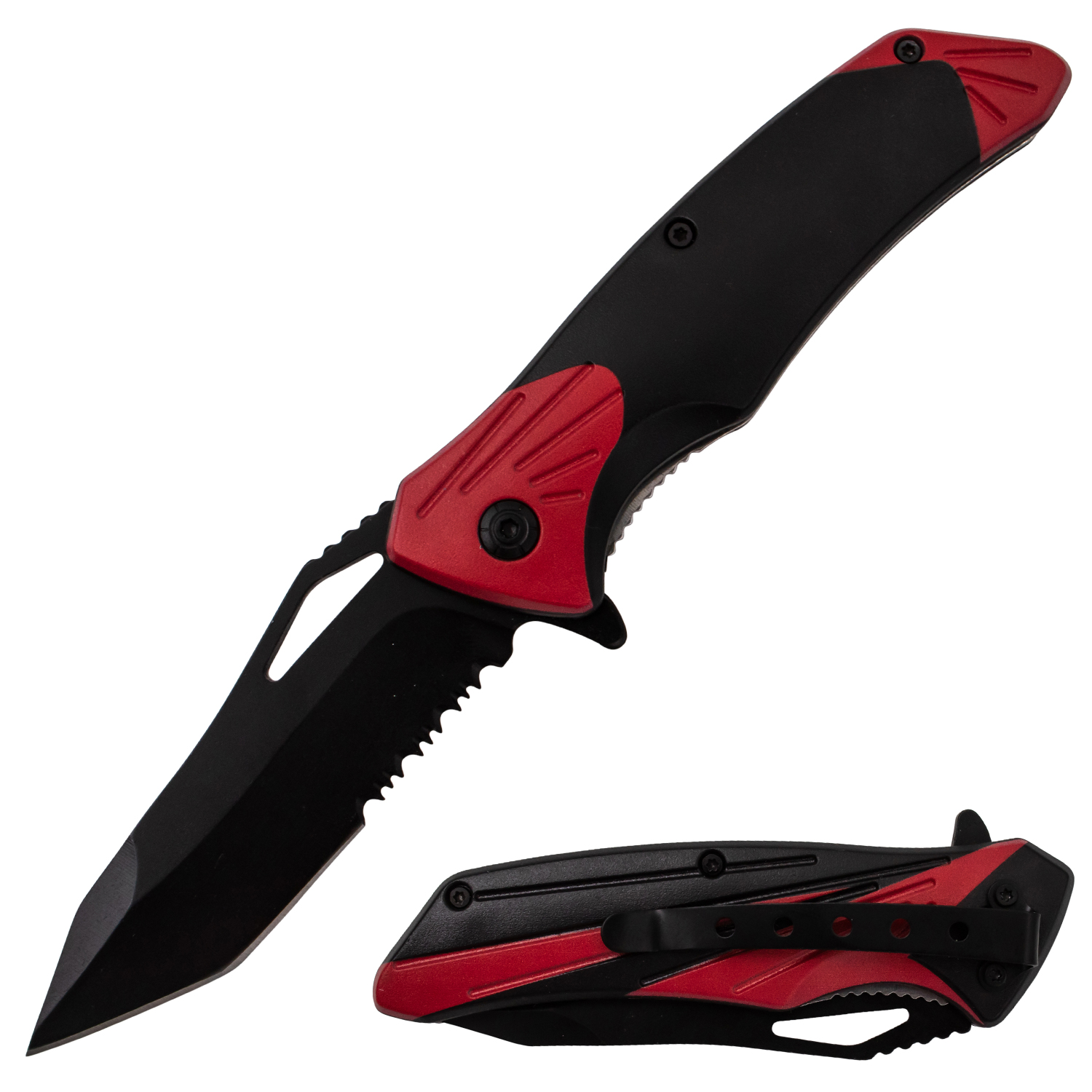 Tiger USA Trigger Action Knife Red and Black Tanto