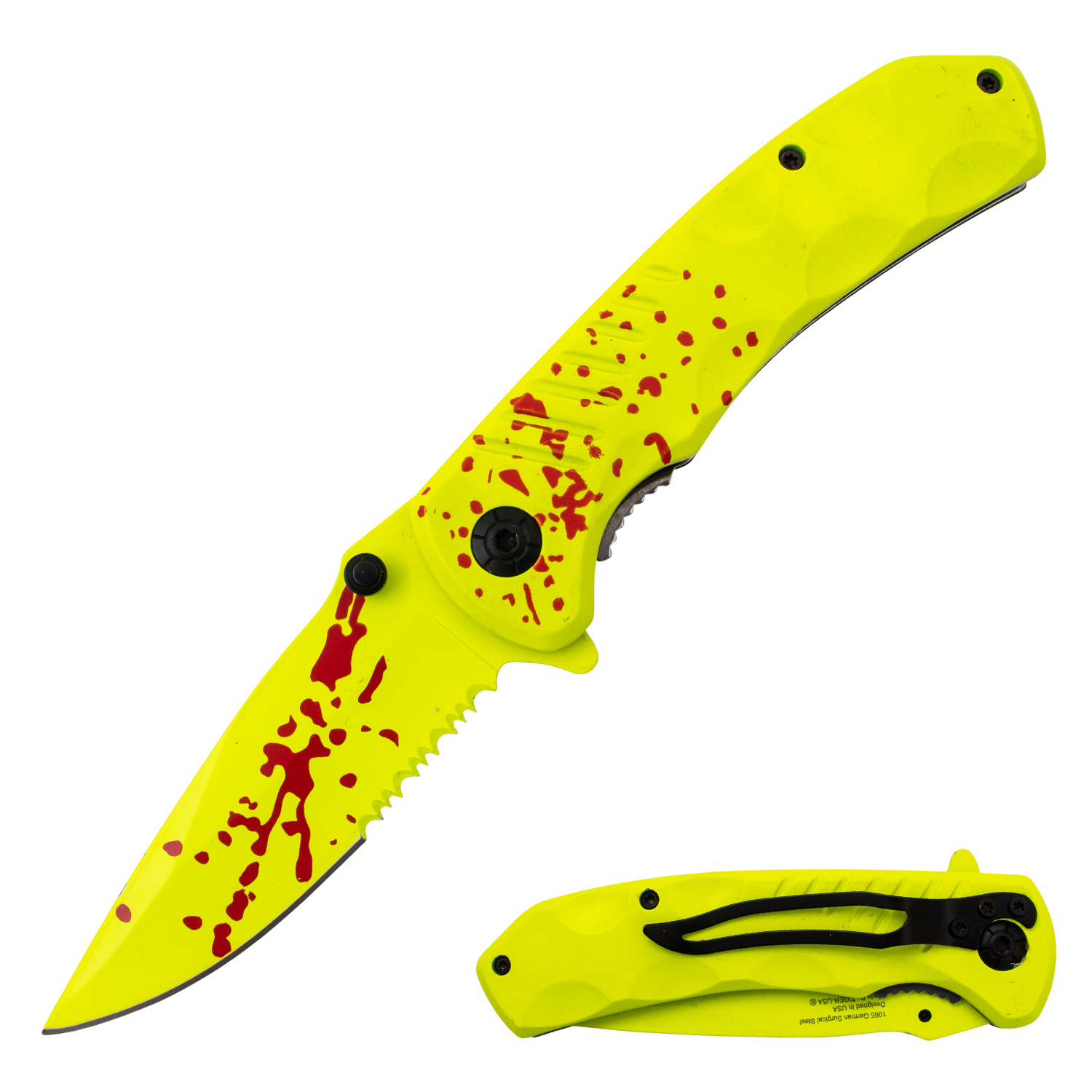 Tiger USA Trigger Action Knife Yellow Blood Handle