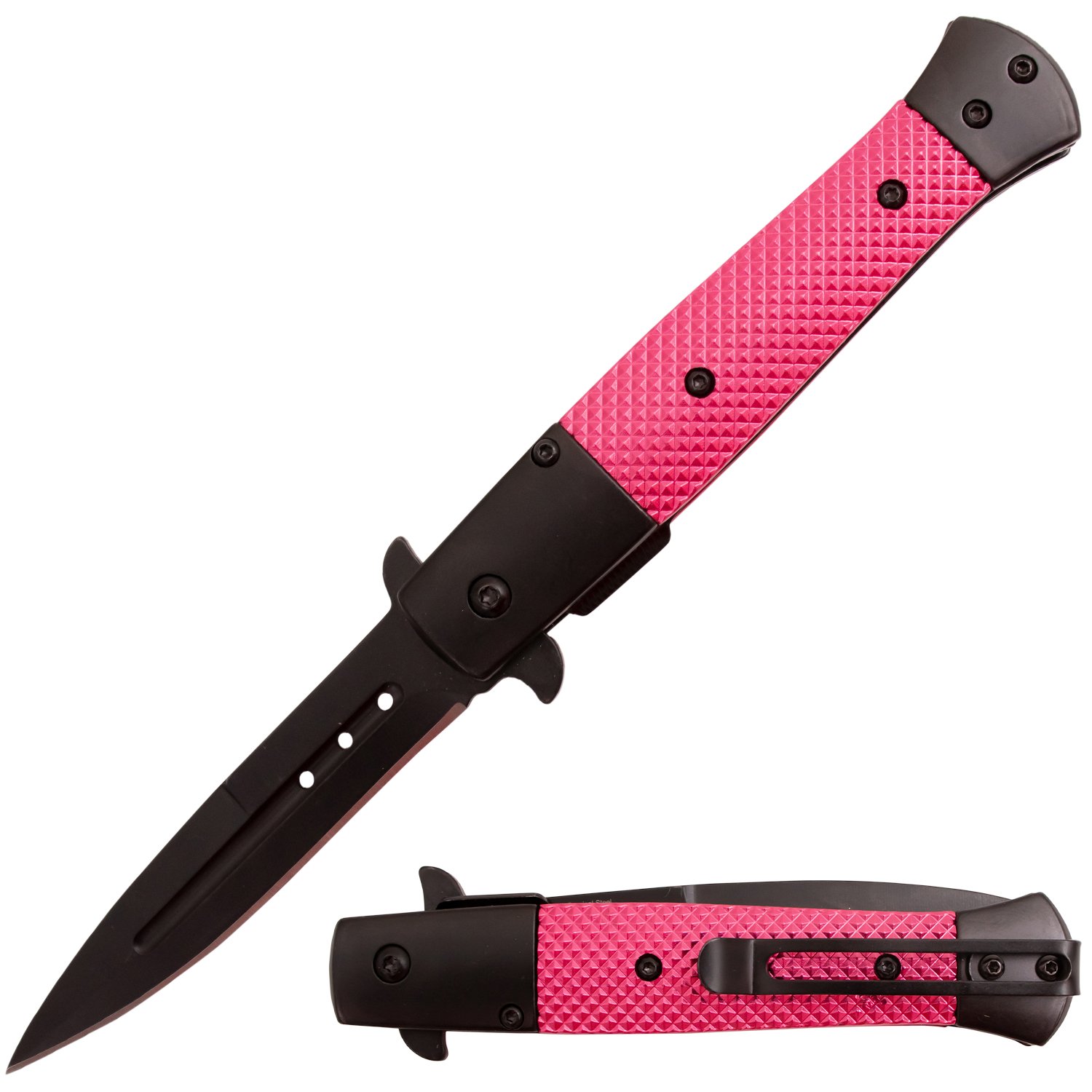 Tiger USA Trigger Action Stiletto Style Dagger Blade Pink