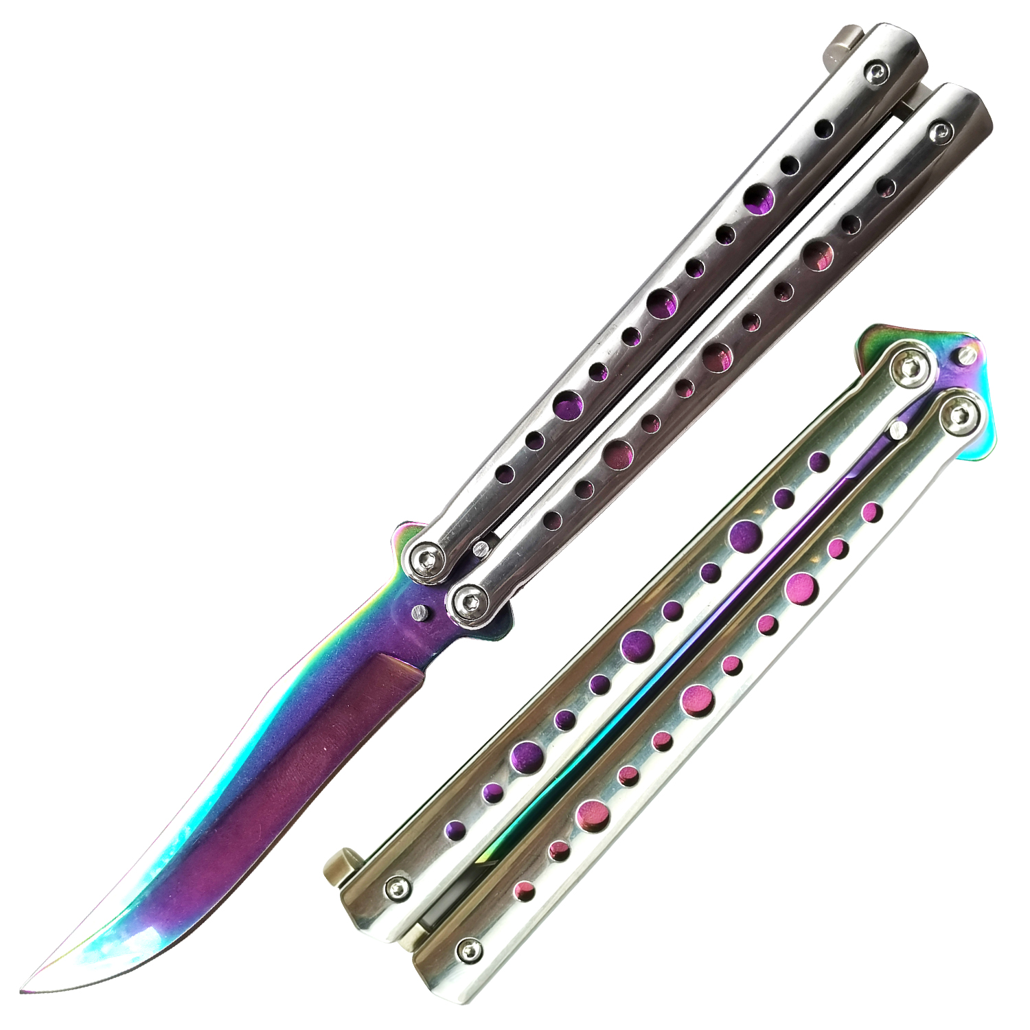 Titanium Tyrant Rainbow Reign Bro Balisong Knife