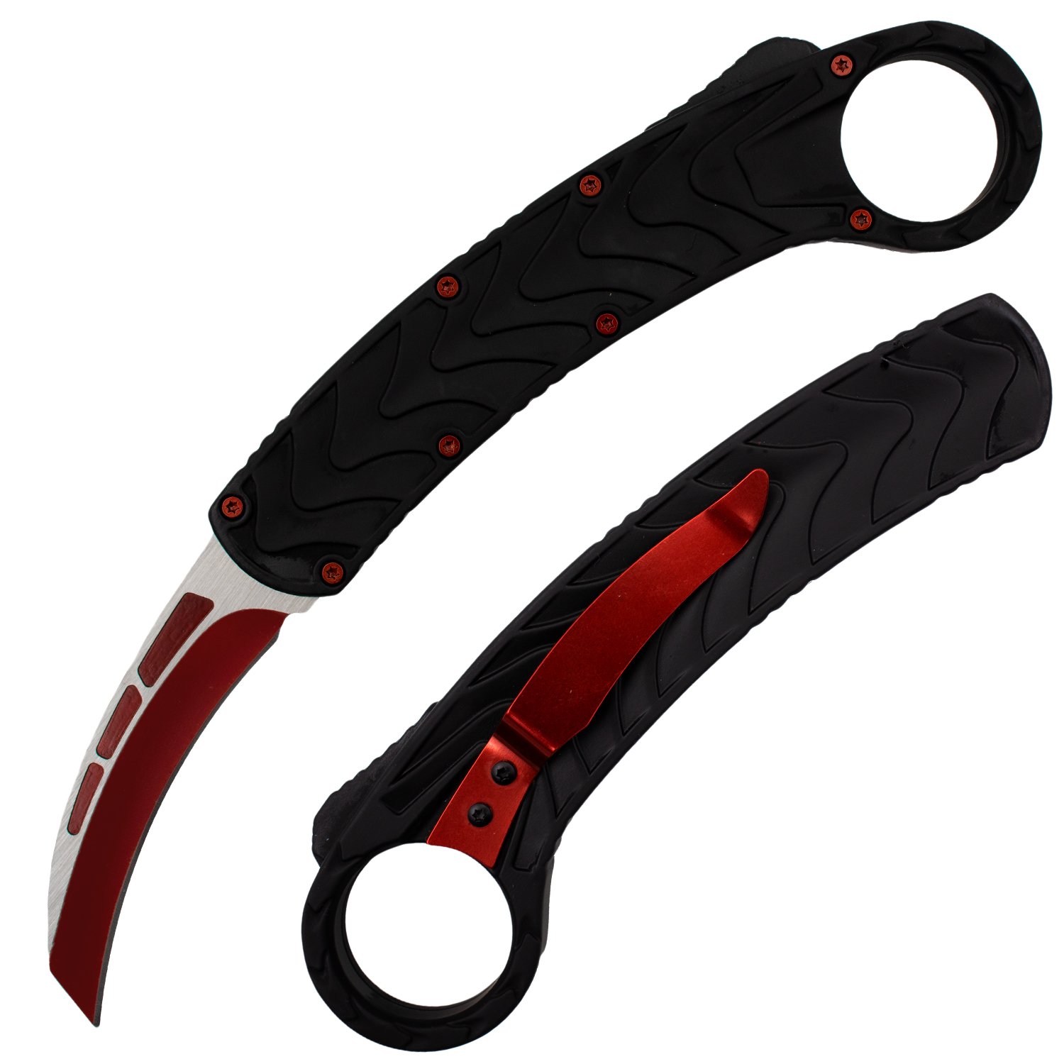 Titantic Crimson Karambit OTF Knife Bottomside Switch