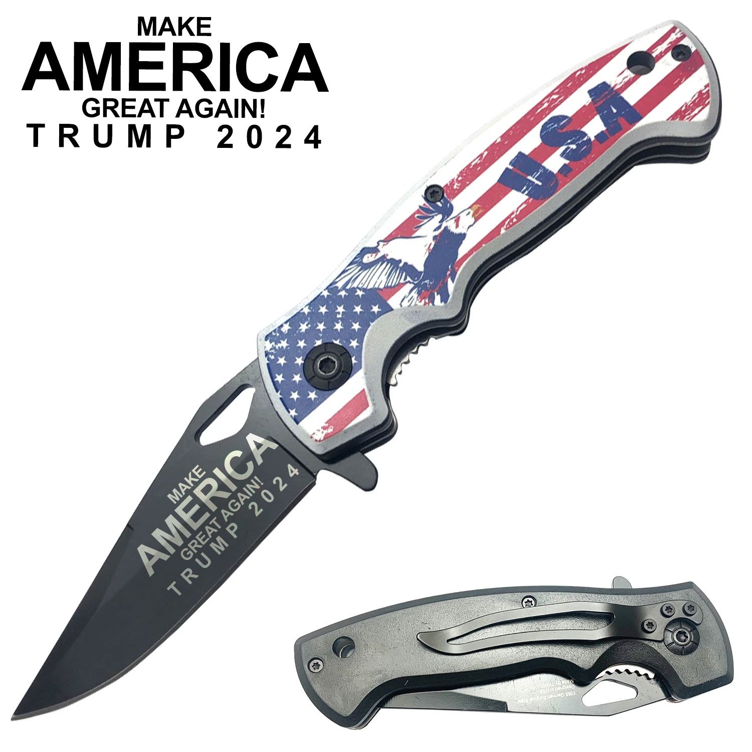 Trigger Action Pocket Knife   Flag USA (Trump)