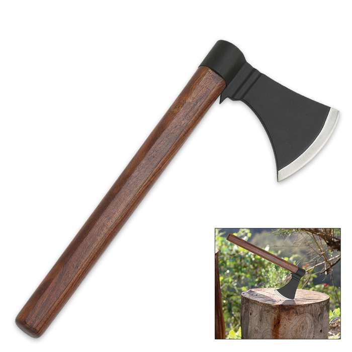 Wood Handled Throwing Hatchet Axe Steel Blade