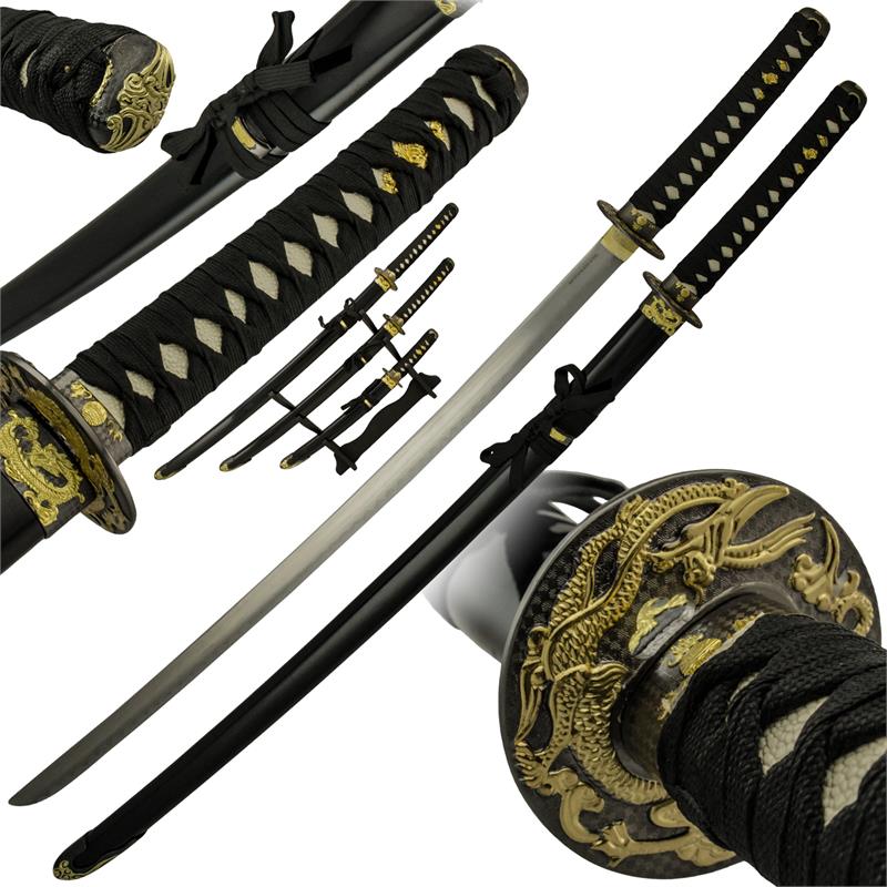 Atlantis Gold and Black Samurai Katana Sword Set