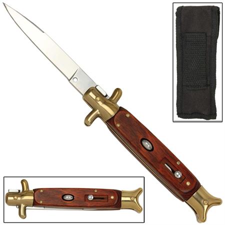 Automatic Italian Rosewood Handle Stiletto Knife GBS19