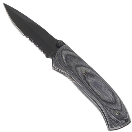 G-Factor Dual Action Black Drop Point Serrated Grey Handle Automatic Knife SP054-PK-5 
