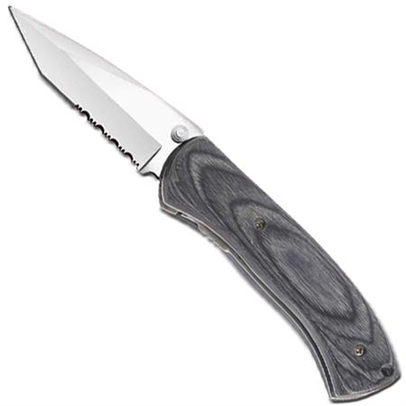 G-Factor Dual Action Tanto Serrated Blade Grey Handle Automatic Knife SP054-PK-7