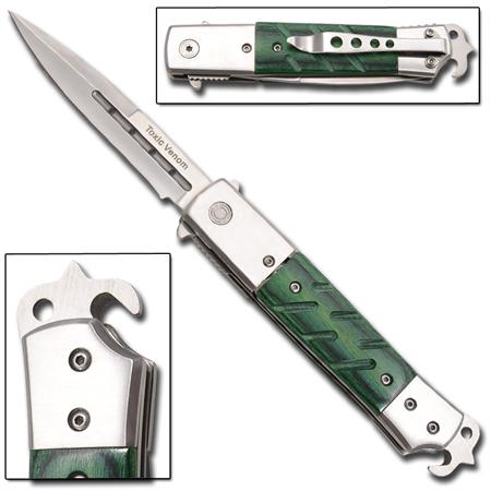 Hidden Release Jungle Action Automatic Knife Toxic Venom SP355PK-4