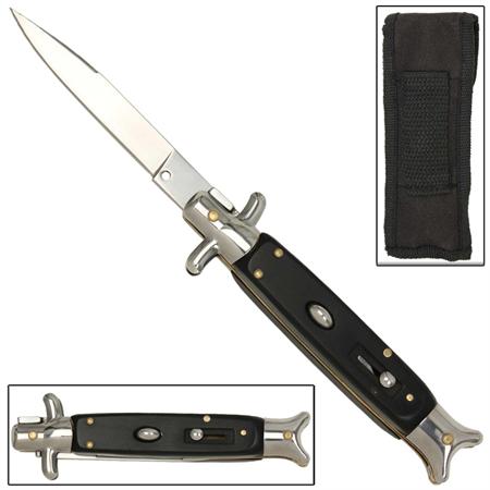Italian Stiletto Switchblade Knife Silver Blade Automatic Knife GBS16