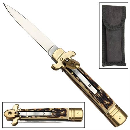 Leverletto Stiletto Golden Stag Automatic Knife GBS61
