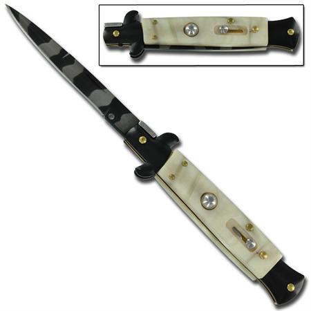 Stiletto Milano Bayonet Blade Marble Automatic Knife Silver A150LU