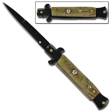 Stiletto Milano Supremo Switchblade Carbon Black Walnut Automatic Knife A150LB1