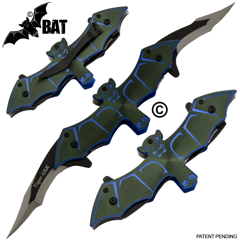 Bat Knife Spring Assisted, Blue