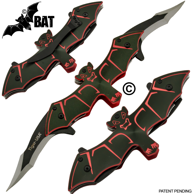 Bat Knife Spring Assisted, Red