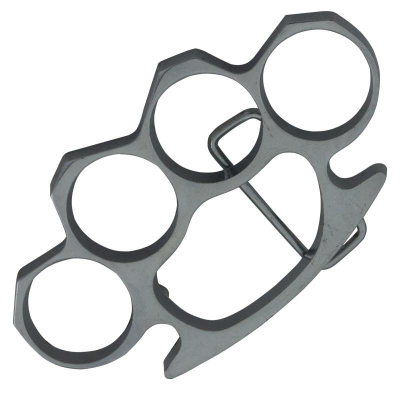 Belt Buckle Brass Knuckles, Medium, Silver