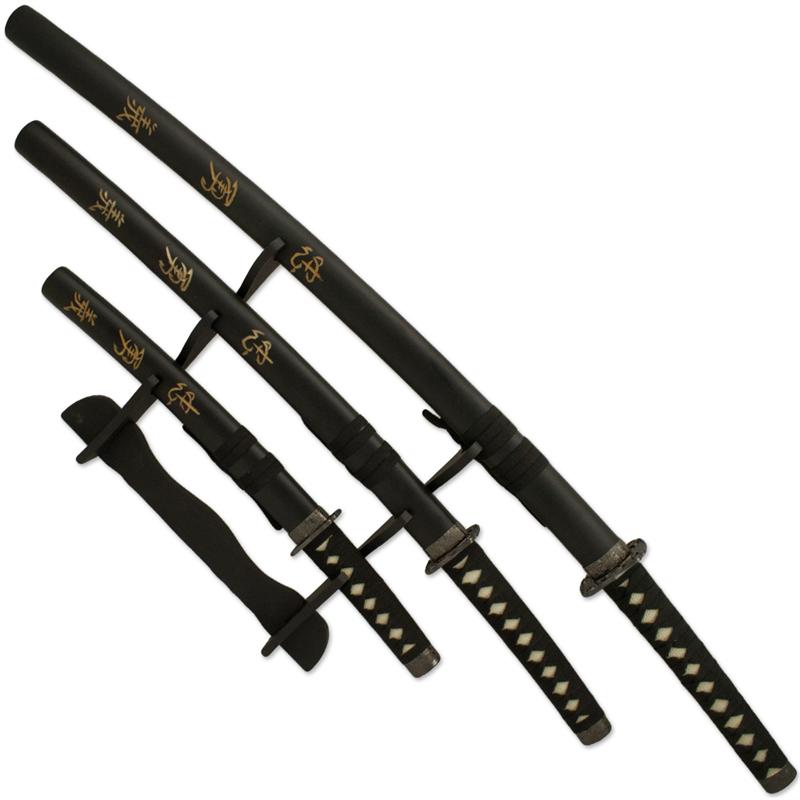 Black Deadly Symbol Set Samurai Sword