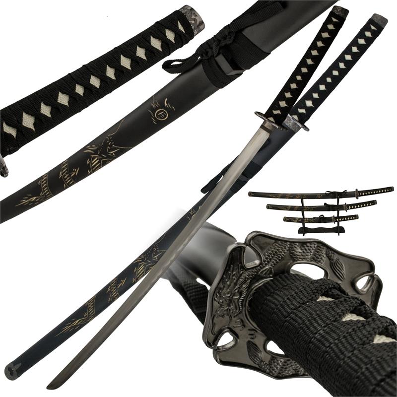 Black Drag Samurai Katana Sword Set