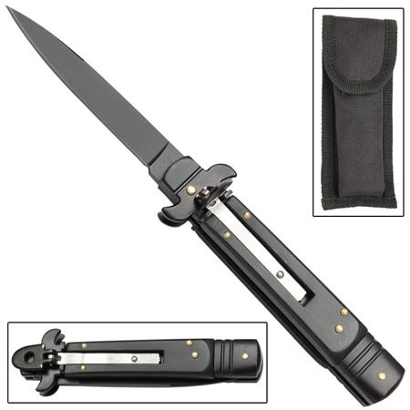Black Leverletto Stiletto Automatic Knife