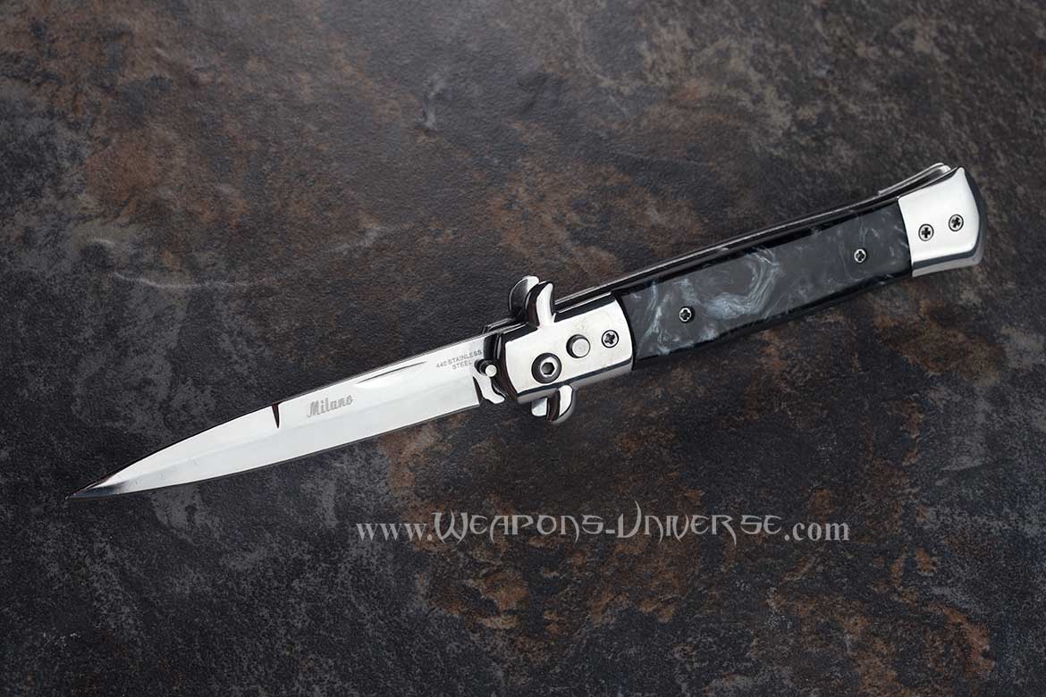 Black Marble Deluxe Switchblade Automatic Knife