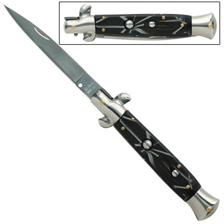 Black Marble IL Grande Stiletto Switchblade Automatic Knife