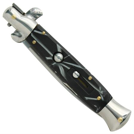 Black Marble Switchblade Automatic Knife