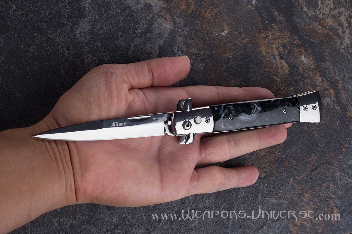 Black Marble Switchblade Knife
