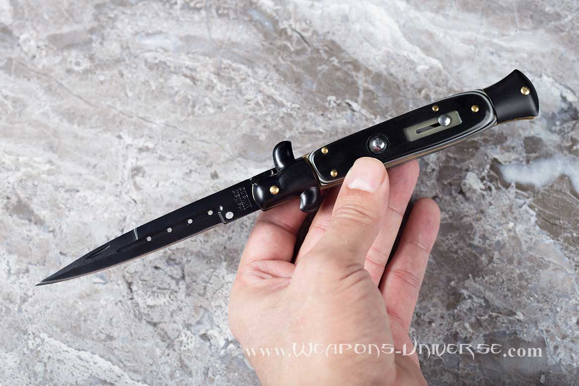 Black Whitewall Switchblade Knife