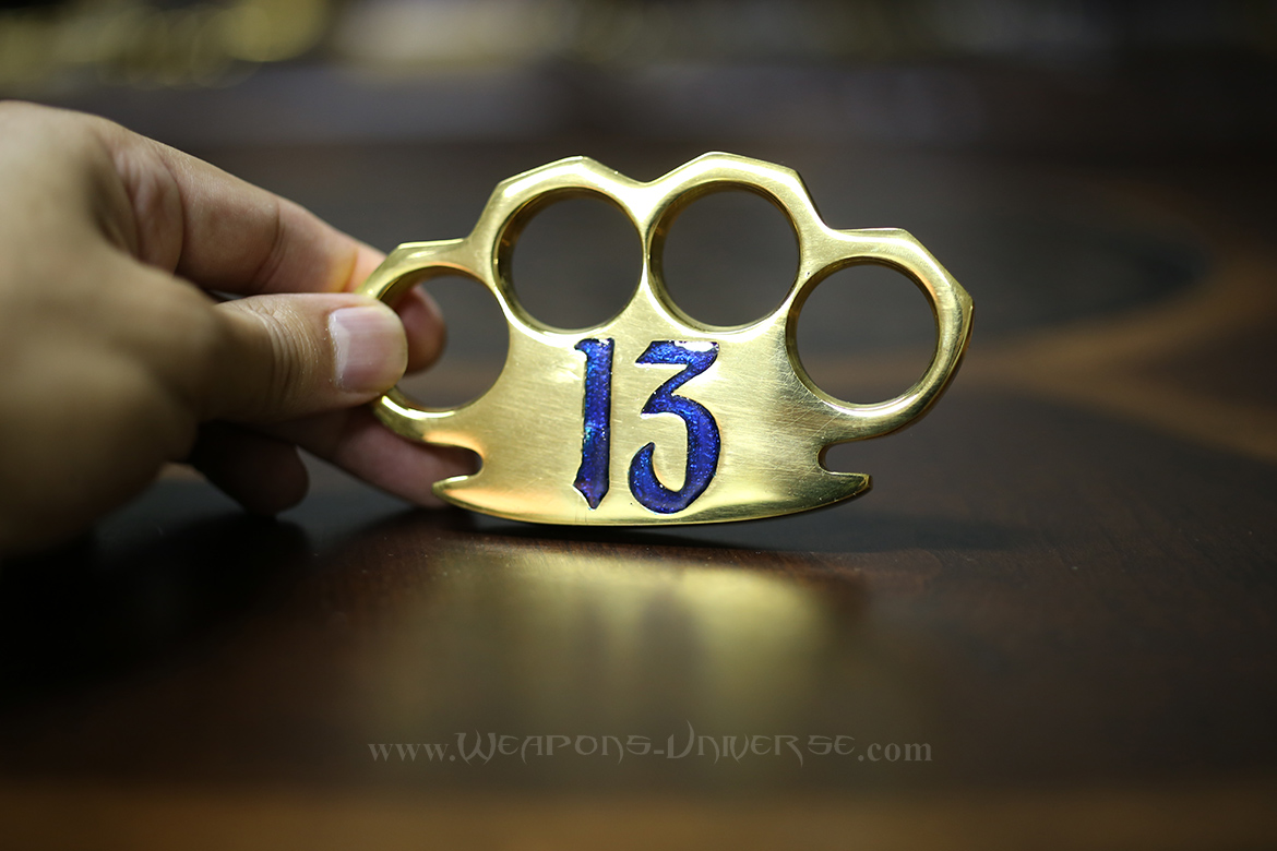 Blue Lucky 13 Real Brass Knuckles
