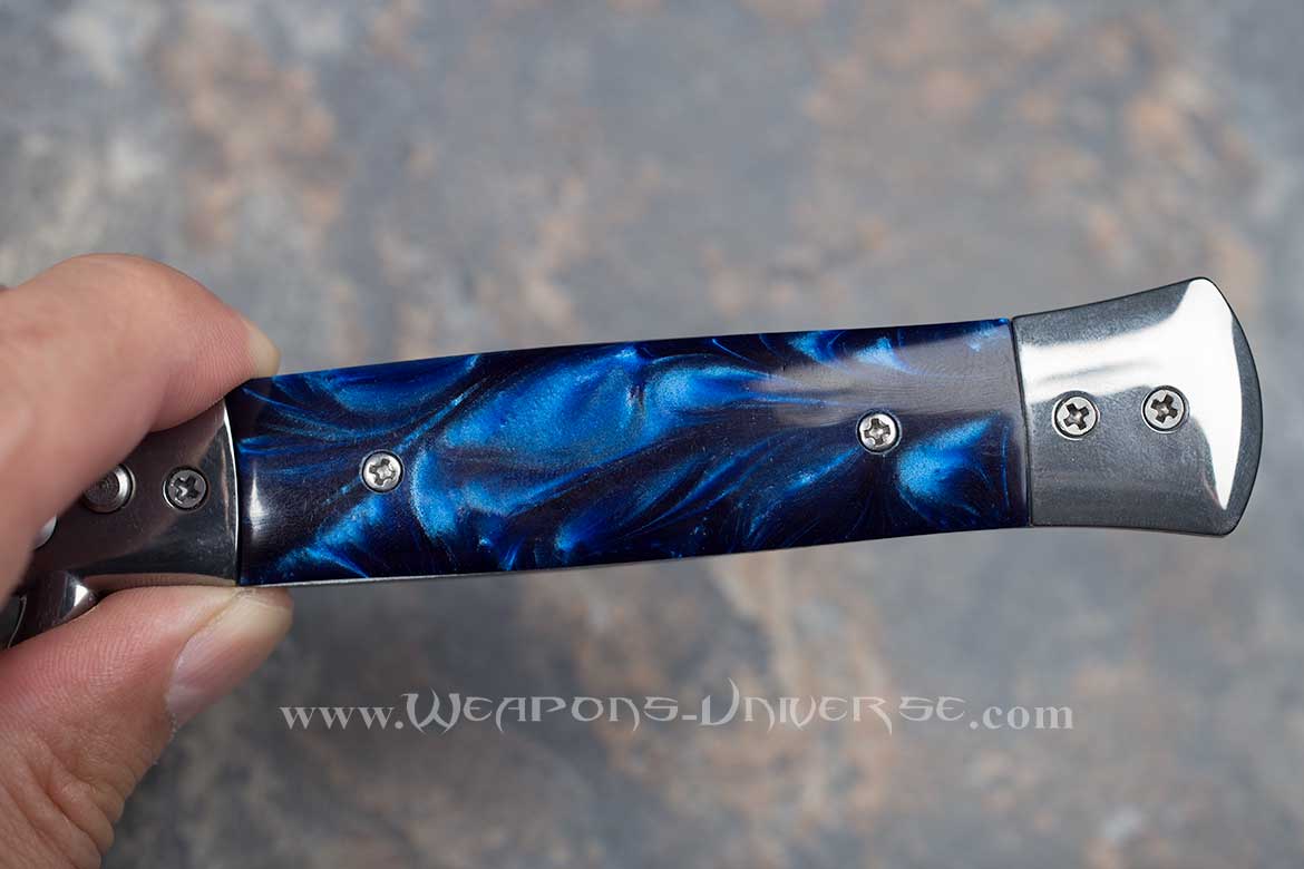 Blue Marble Switchblade Knife
