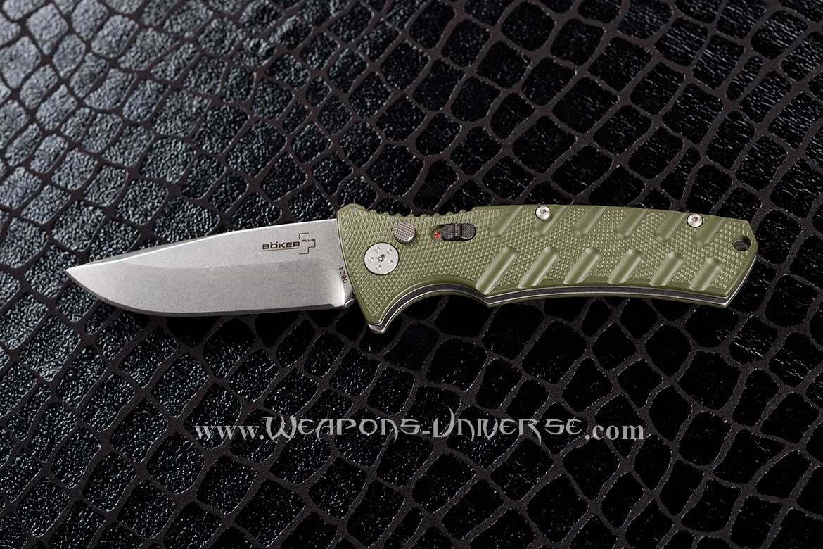 Boker 402N Plus Strike Automatic Knife, Green, Spearpoint
