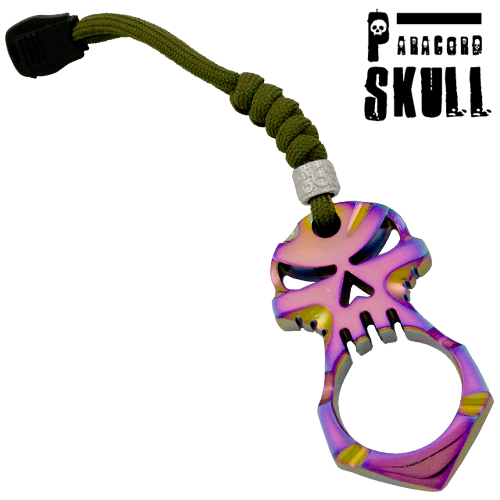 One Finger Skull Knuckle Keychain, Rainbow