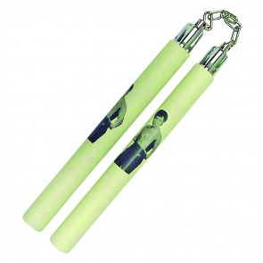 Bruce Lee Foam Nunchucks, White, Chain