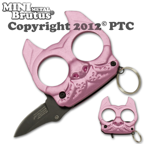 Brutus the Bulldog Defense Keychain and Knife, Pink