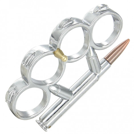 Bullet Brass Knuckle Knife, Silver