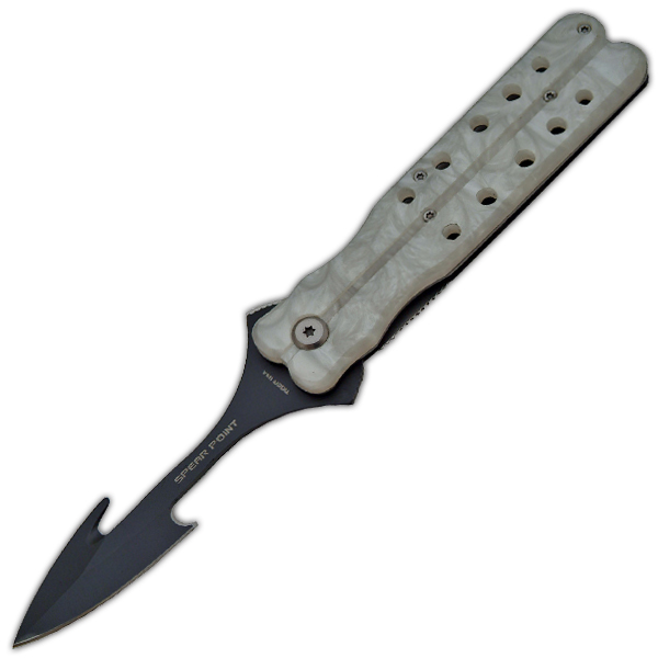 Butterfly Style Folding Knife - Spear Point, Pearl