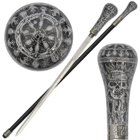Caribbean Gray Pirates Flame Acrylic Sword Cane