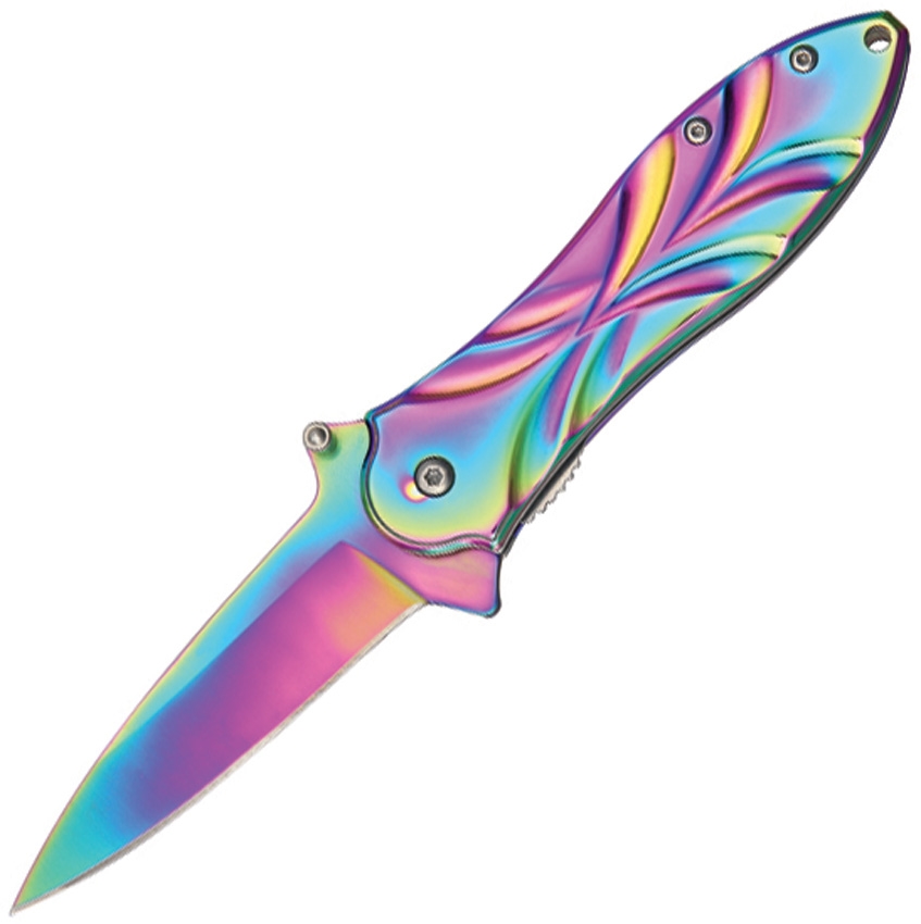 China Made CN300255 Diamond Linerlock Knife, Rainbow
